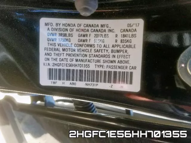 2HGFC1E56HH701355 фото 2