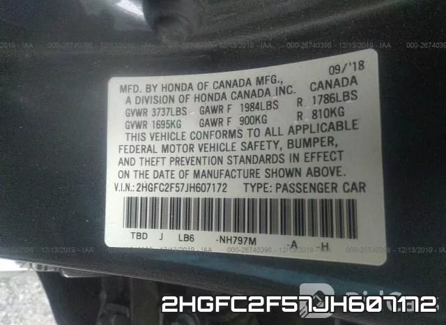 2HGFC2F57JH607172 фото 10
