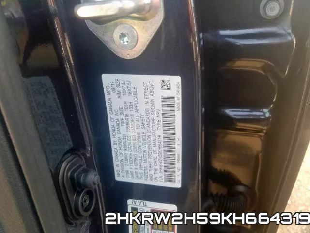 2HKRW2H59KH664319 фото 2