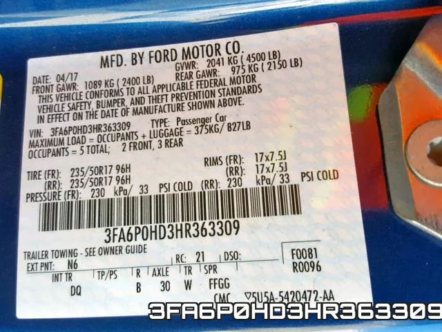 3FA6P0HD3HR363309 фото 2