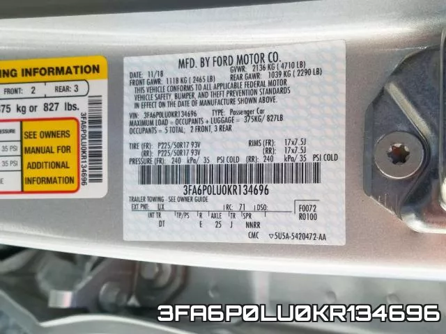 3FA6P0LU0KR134696 фото 2