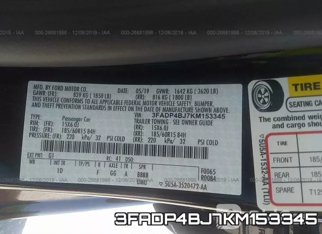 3FADP4BJ7KM153345 фото 10