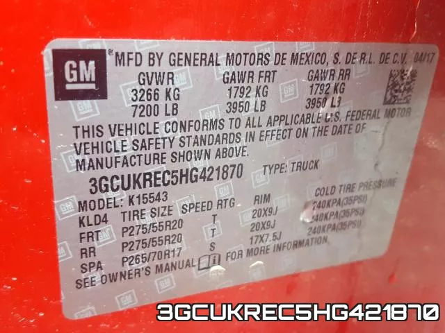 3GCUKREC5HG421870 фото 2