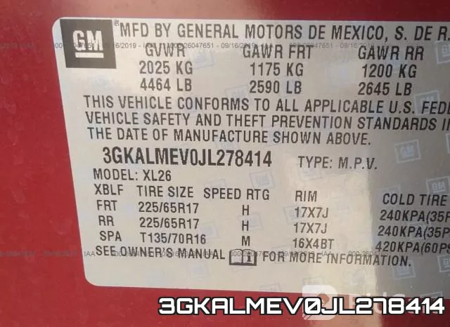 3GKALMEV0JL278414 фото 10