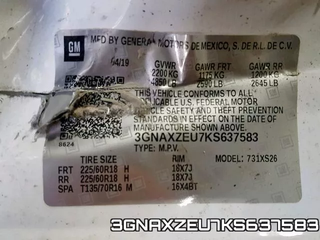 3GNAXZEU7KS637583 фото 2