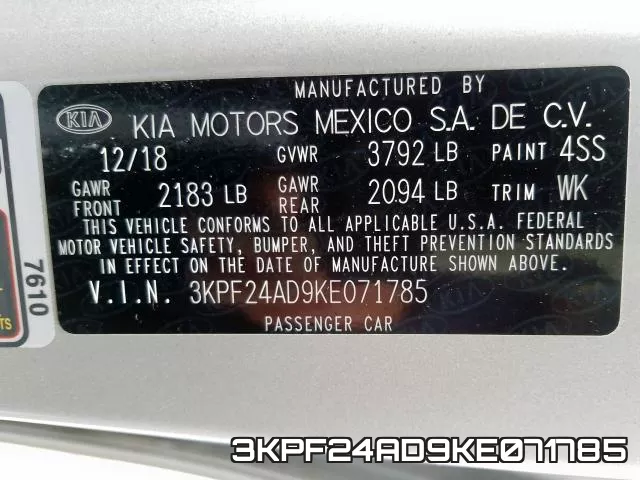 3KPF24AD9KE071785 фото 2