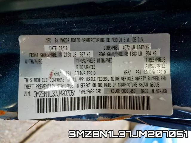 3MZBN1L37JM207051 фото 2