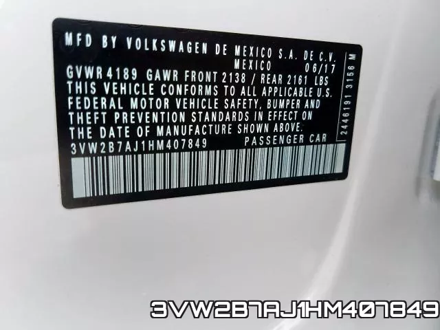 3VW2B7AJ1HM407849 фото 2