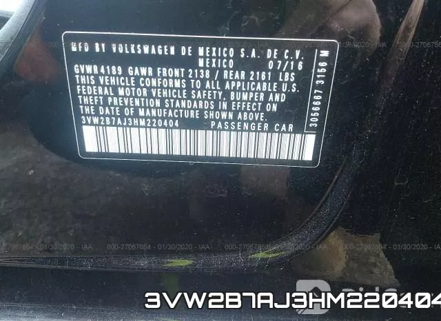 3VW2B7AJ3HM220404 фото 10