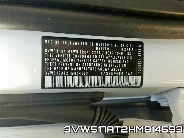 3VW517AT2HM814693 фото 2