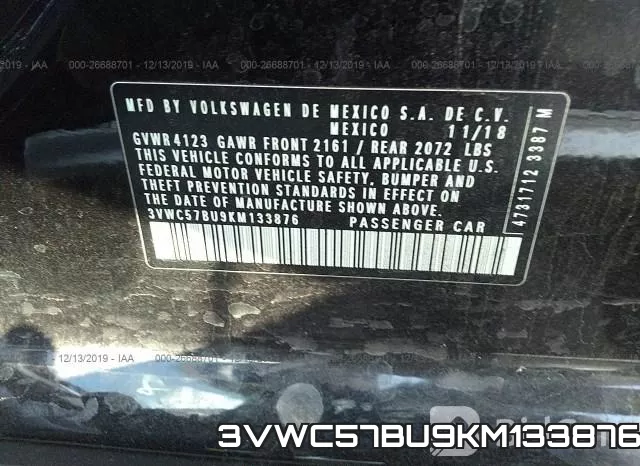 3VWC57BU9KM133876 фото 10