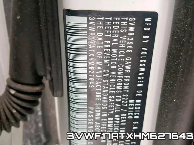 3VWF17ATXHM627643 фото 2