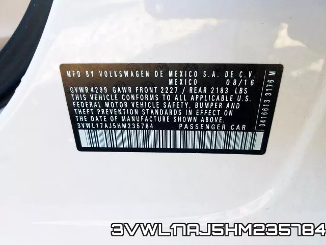 3VWL17AJ5HM235784 фото 2