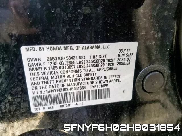 5FNYF6H02HB031854 фото 2