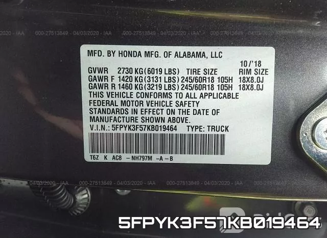 5FPYK3F57KB019464 фото 10