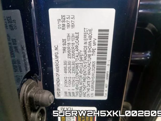 5J6RW2H5XKL002805 фото 2