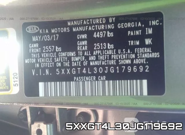 5XXGT4L30JG179692 фото 10