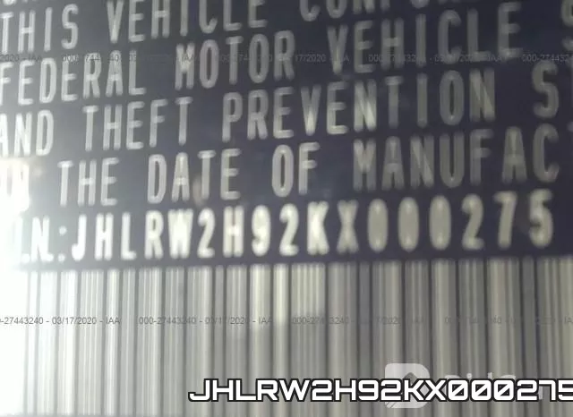 JHLRW2H92KX000275 фото 10