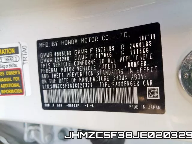 JHMZC5F38JC020329 фото 2