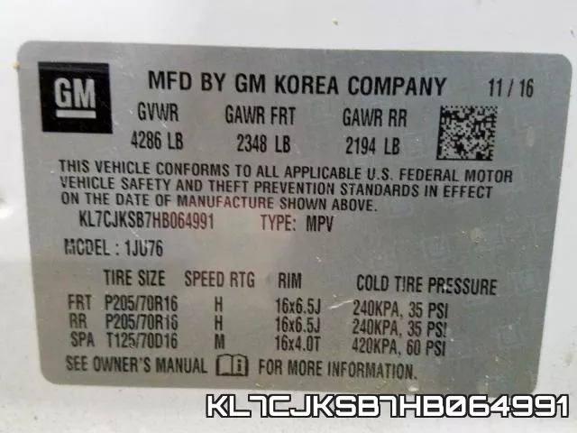 KL7CJKSB7HB064991 фото 2