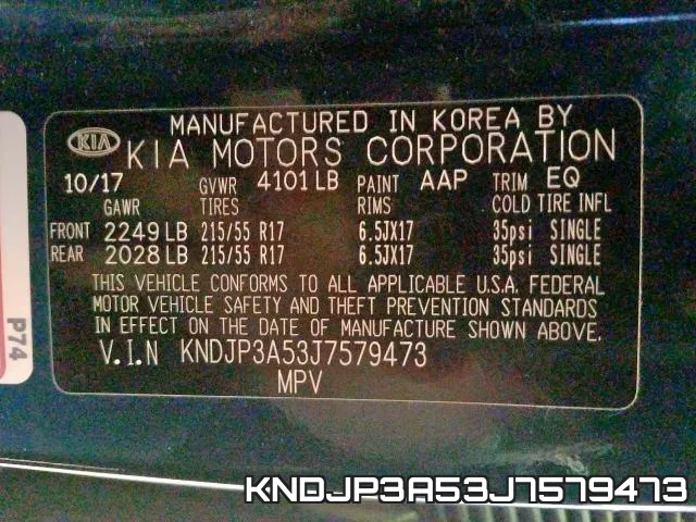 KNDJP3A53J7579473 фото 2