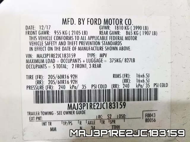 MAJ3P1RE2JC183159 фото 2