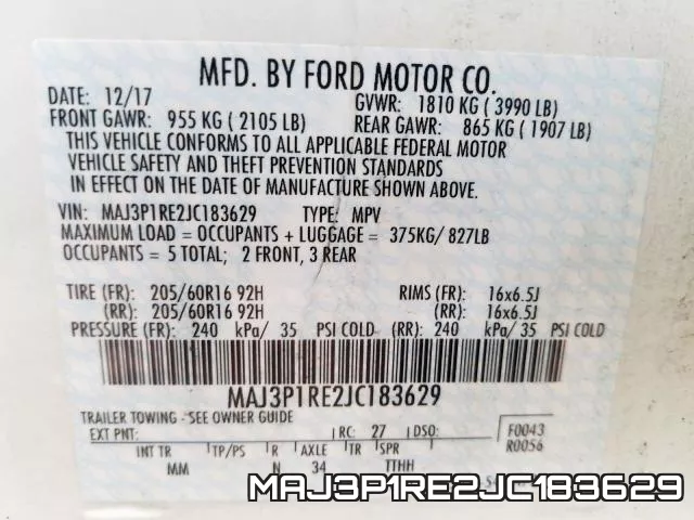 MAJ3P1RE2JC183629 фото 2