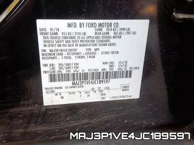 MAJ3P1VE4JC189597 фото 2