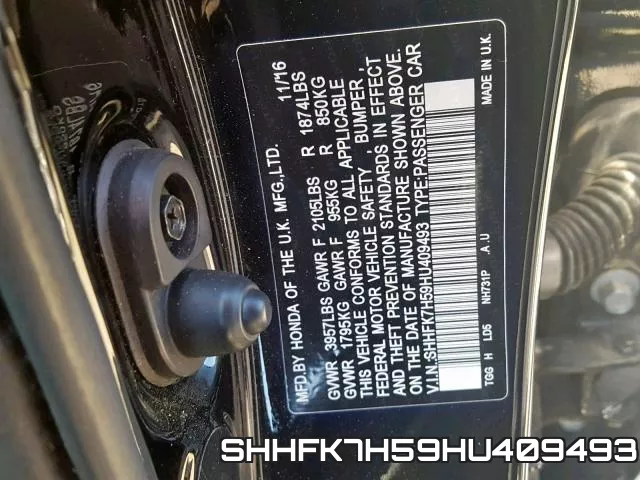 SHHFK7H59HU409493 фото 2