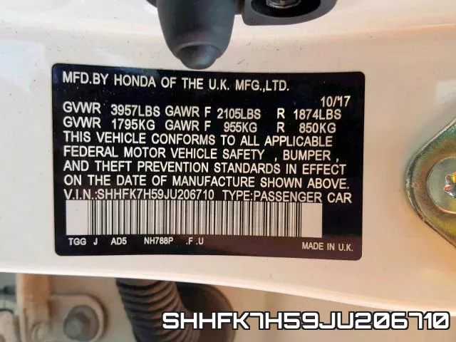 SHHFK7H59JU206710 фото 2
