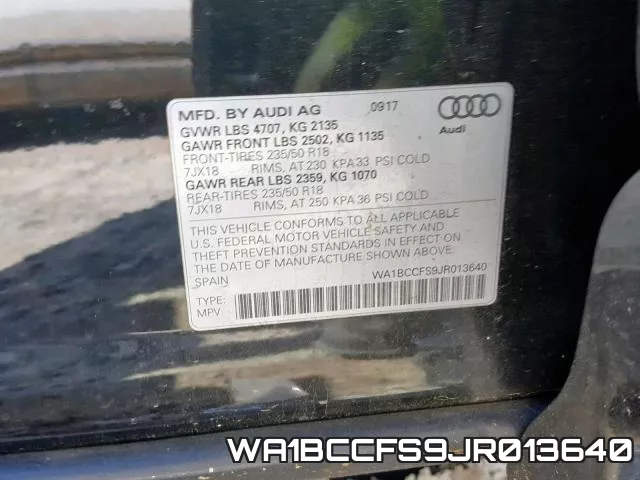 WA1BCCFS9JR013640 фото 2