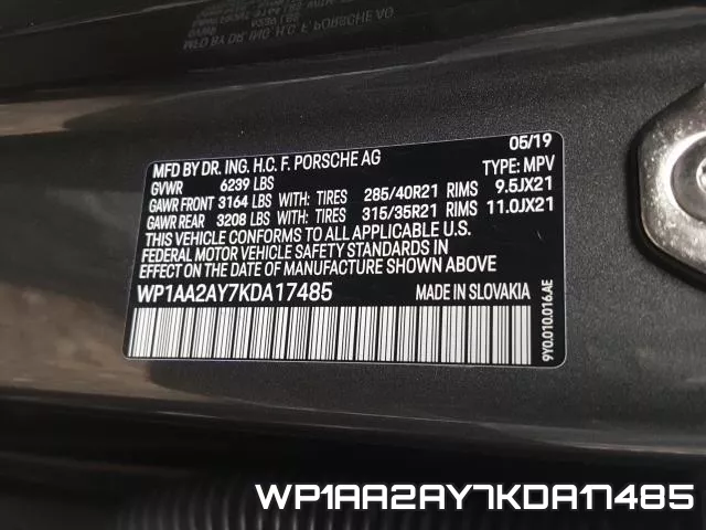 WP1AA2AY7KDA17485 фото 2