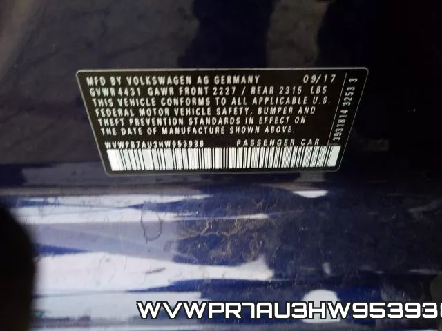 WVWPR7AU3HW953938 фото 2
