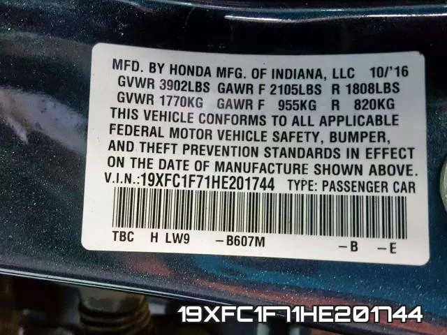 19XFC1F71HE201744 фото 2