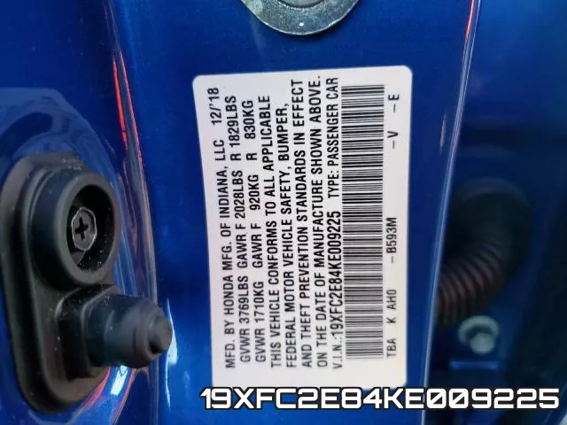 19XFC2E84KE009225 фото 2