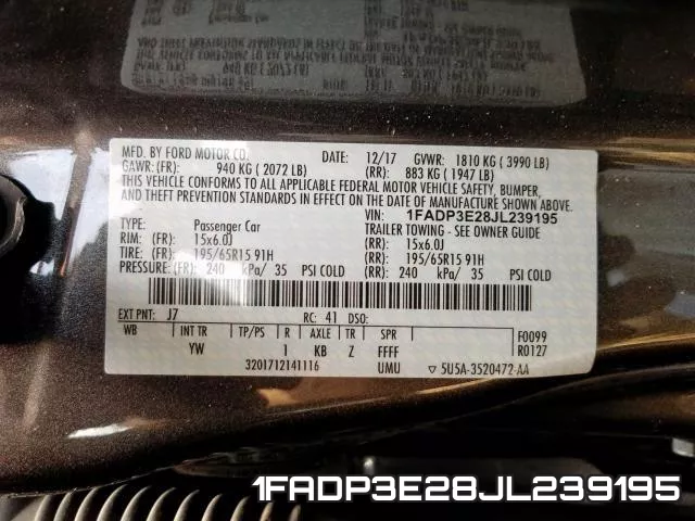 1FADP3E28JL239195 фото 2