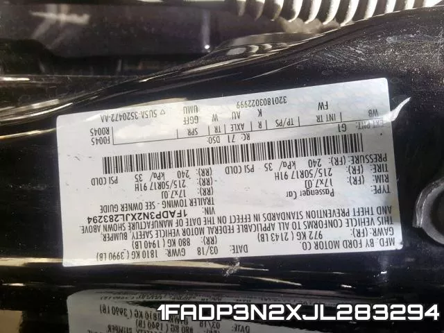 1FADP3N2XJL283294 фото 2