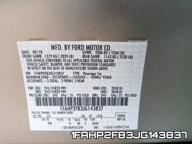 1FAHP2F83JG143837 фото 2