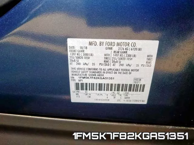 1FM5K7F82KGA51351 фото 2