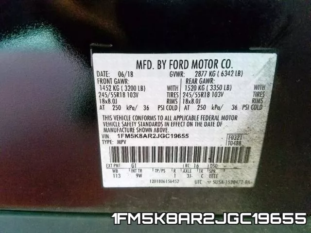 1FM5K8AR2JGC19655 фото 2