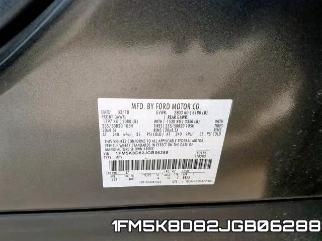 1FM5K8D82JGB06288 фото 2