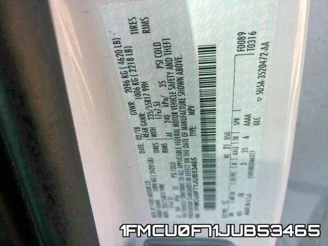 1FMCU0F71JUB53465 фото 2