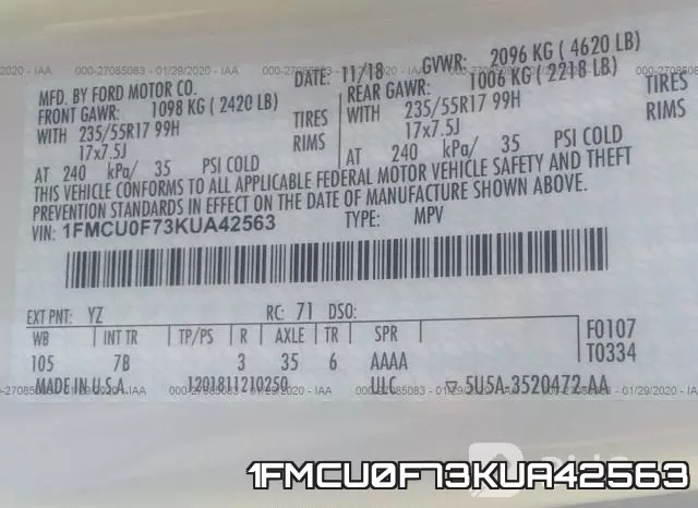 1FMCU0F73KUA42563 фото 10