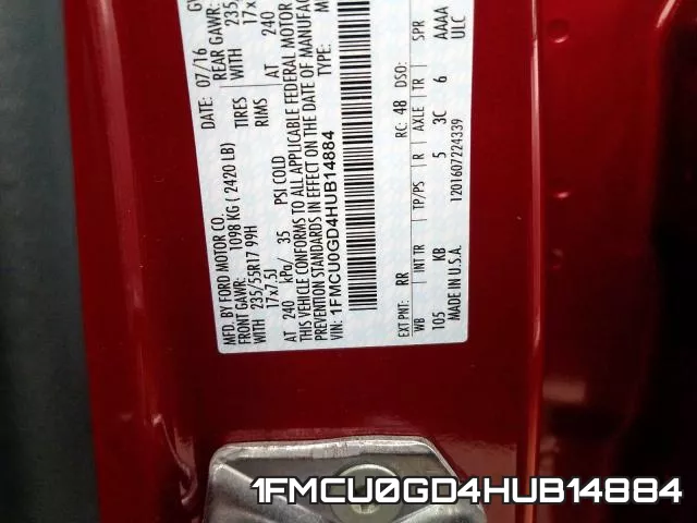 1FMCU0GD4HUB14884 фото 2