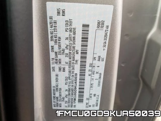 1FMCU0GD9KUA50039 фото 2