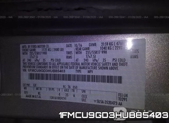 1FMCU9GD3HUB85403 фото 10