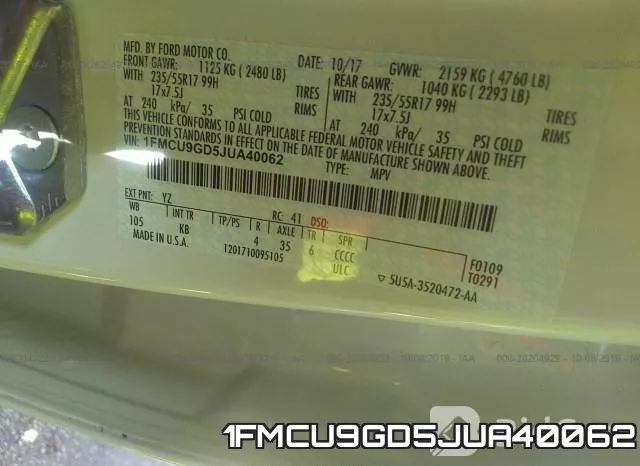 1FMCU9GD5JUA40062 фото 10