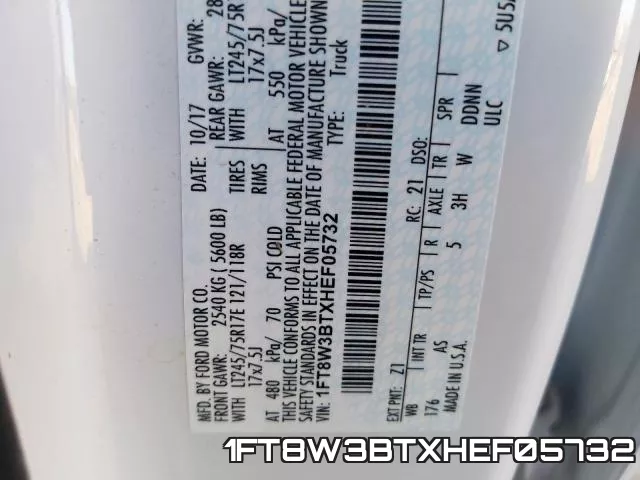 1FT8W3BTXHEF05732 фото 2