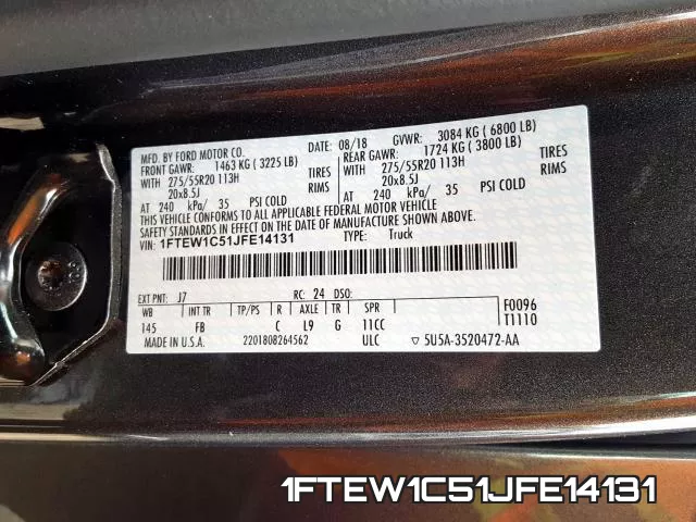 1FTEW1C51JFE14131 фото 2