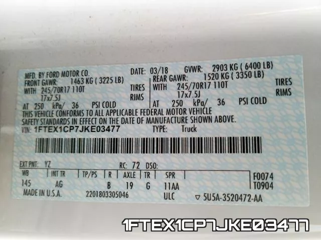 1FTEX1CP7JKE03477 фото 2